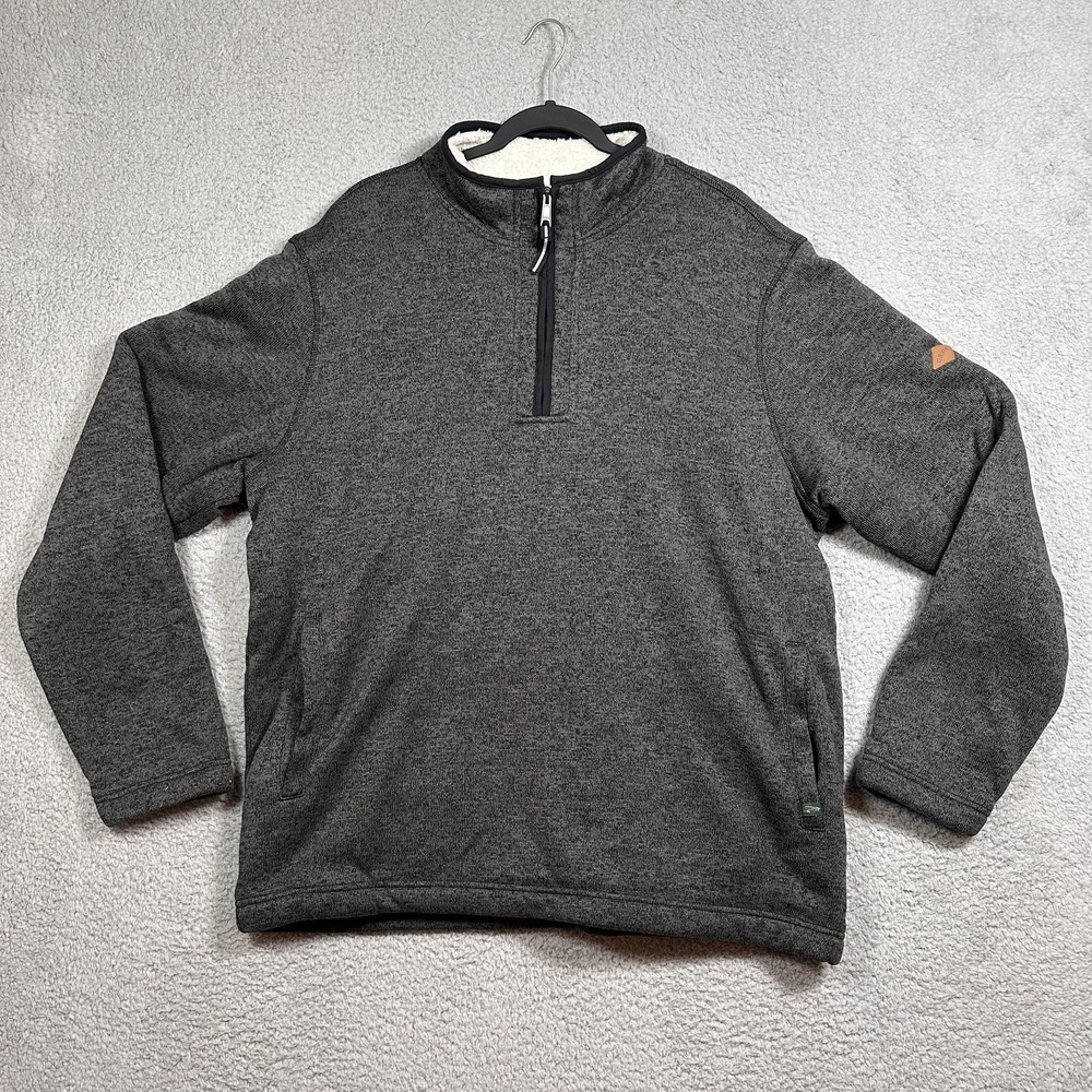 Orvis Sweater‎ Mens XL Gray Quarter Zip Sherpa Lined Fleece Pullover Classic